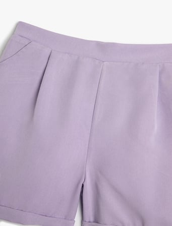 Şort Beli Lastikli Modal Kumaş Cepli Pile Detaylı