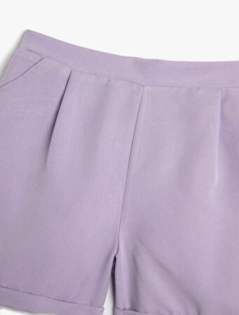 Şort Beli Lastikli Modal Kumaş Cepli Pile Detaylı