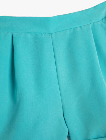 Şort Beli Lastikli Modal Kumaş Cepli Pile Detaylı