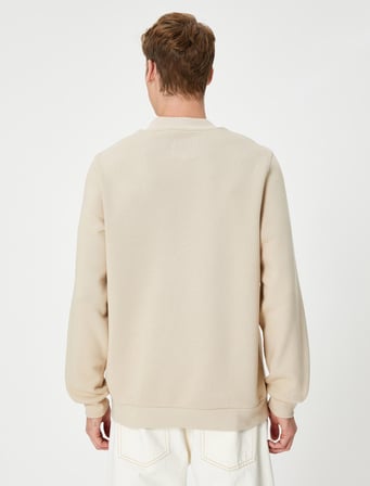 Basic Sweatshirt Bisiklet Yaka Uzun Kollu Şardonlu