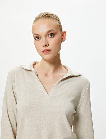 Pijama Üstü Polo Yaka Yumuşak Dokulu Uzun Kollu