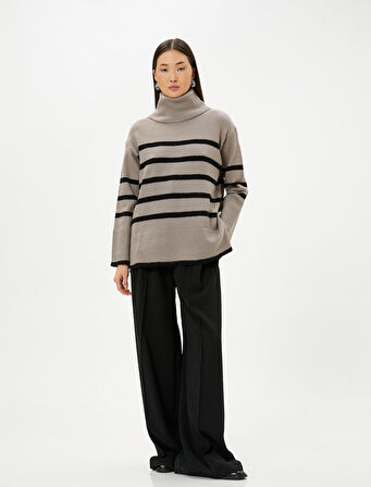 Boğazlı Kazak Triko Uzun Kollu Ribanalı