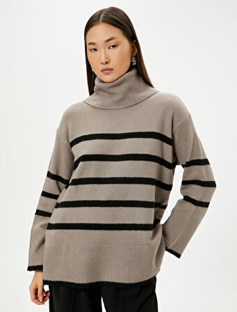 Boğazlı Kazak Triko Uzun Kollu Ribanalı