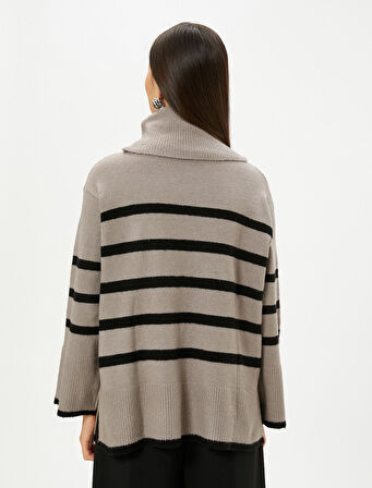 Boğazlı Kazak Triko Uzun Kollu Ribanalı