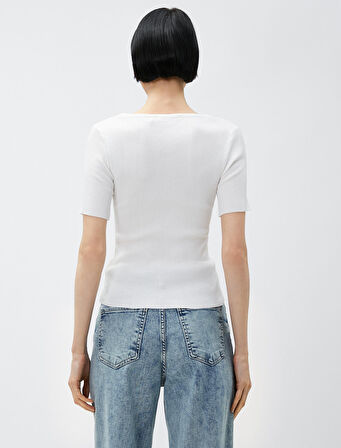 Kısa Kollu Triko Kazak U Yaka