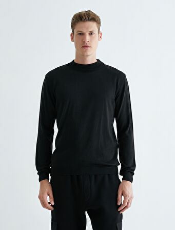 Basic Triko Kazak Yarım Balıkçı Yaka Uzun Kollu