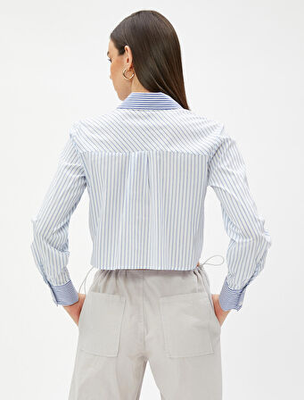 Crop Gömlek Cep Detaylı Pamuklu