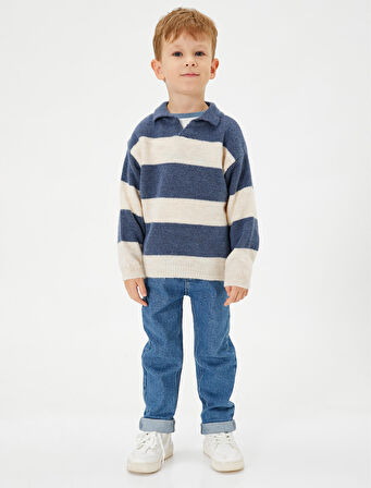 Kazak Polo Yaka Uzun Kollu Yumuşak Dokulu