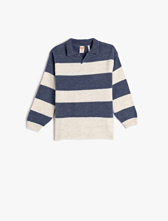 Kazak Polo Yaka Uzun Kollu Yumuşak Dokulu