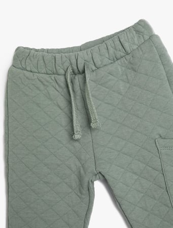 Jogger Kapitone Eşofman Altı Beli Bağlamalı Cep Detaylı Pamuklu