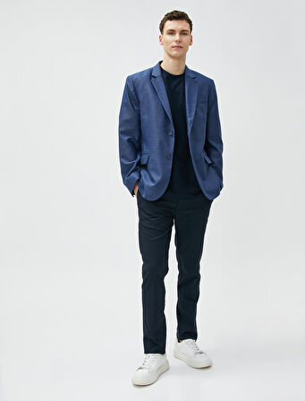 Blazer Slim Fit Düğme Detaylı Cepli