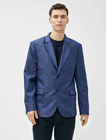 Blazer Slim Fit Düğme Detaylı Cepli