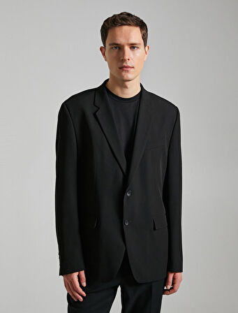 Blazer Ceket Düğmeli Cepli Dikiş Detaylı