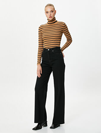 Triko Boğazlı Kazak Uzun Kollu Fitilli Kaşmir Dokulu