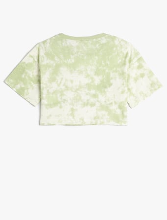 Crop Oversize Tişört Baskılı Pamuklu