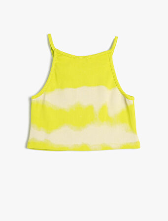 Yarım Atlet Halter Yaka Askılı Batik Desenli Pamuklu