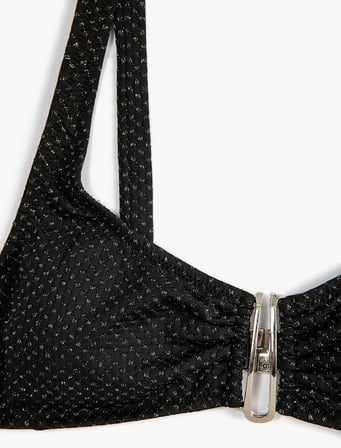 Simli Bikini Üstü Metal Aksesuarlı Kalın Askılı