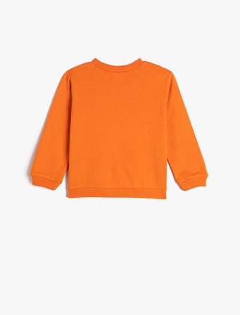 Sweatshirt Bisiklet Yaka Pamuklu Dozer Baskılı Şardonlu