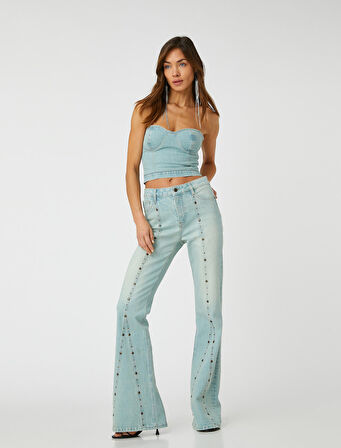 İspanyol Paça Kot Pantolon Dar Kesim - Victoria Jeans