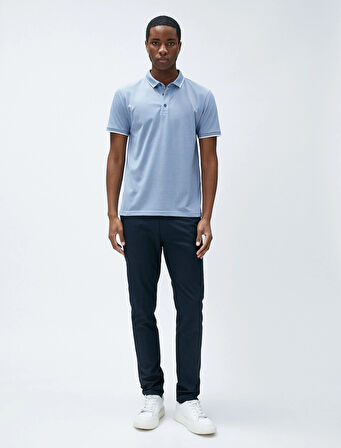 Polo Yaka Tişört Düğmeli Dar Kesim Kısa Kollu