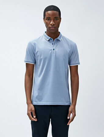 Polo Yaka Tişört Düğmeli Dar Kesim Kısa Kollu