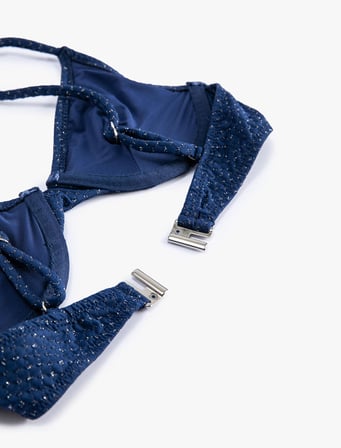 Simli Bikini Üstü Balenli İnce Askılı