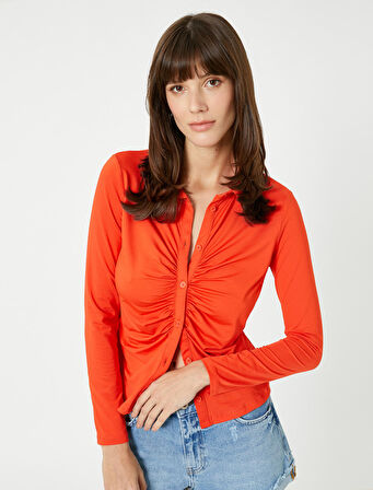 Drapeli Gömlek Uzun Kollu