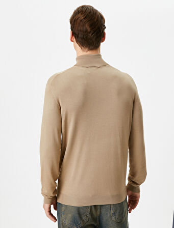 Balıkçı Yaka Kazak Triko Basic Uzun Kollu Viskon Karışımlı