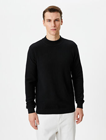 Yarım Balıkçı Yaka Kazak Triko Dokulu Uzun Kollu Pamuklu