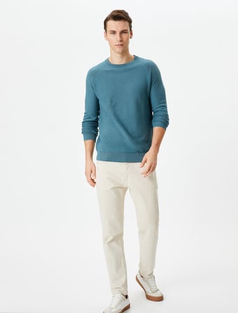 Triko Kazak Basic Bisiklet Yaka Reglan Kol Pamuklu