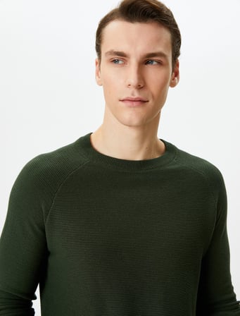 Triko Kazak Basic Bisiklet Yaka Reglan Kol Pamuklu