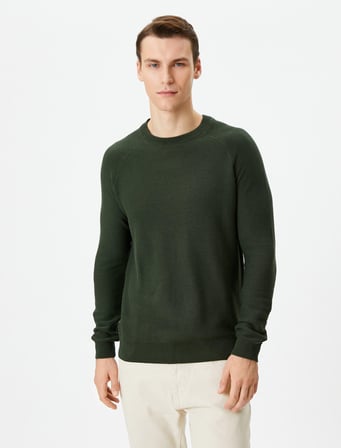 Triko Kazak Basic Bisiklet Yaka Reglan Kol Pamuklu