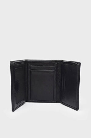 Siyah Hakiki Deri Mıknatıslı Erkek Cüzdan 1414