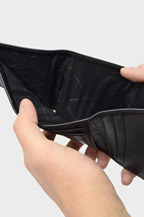 Siyah Hakiki Deri Mıknatıslı Erkek Cüzdan 1414