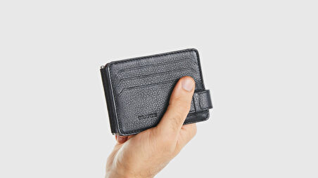 Siyah Hakiki Deri Erkek Kartlık 711