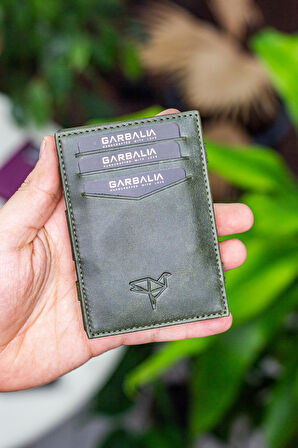 Garbalia Magic Hakiki Deri RFID Engelleyici Unisex Sihirbaz Mürdüm Kartlık Cüzdan