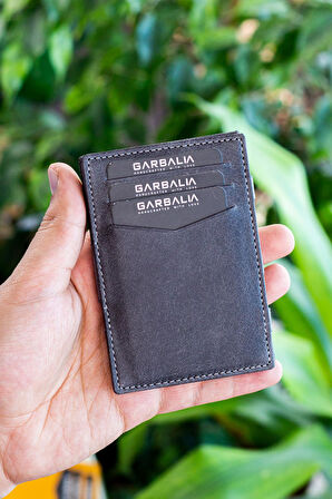 Garbalia Magic Hakiki Deri RFID Engelleyici Unisex Sihirbaz Mürdüm Kartlık Cüzdan