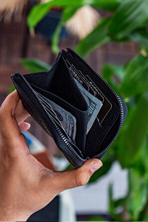 Garbalia Leeds Hakiki Deri Fermuarlı Unisex Cüzdan