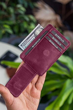Garbalia Pisa Hakiki Deri Mıknatıs Kapaklı Unisex Kartlık Cüzdan