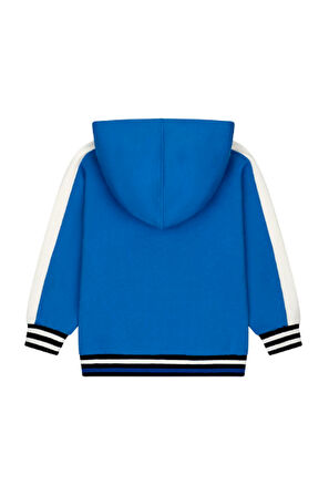 Kız Çocuk Kanguru Cepli Nakışlı Kolları Bantlı Kapüşonlu Sweatshirt