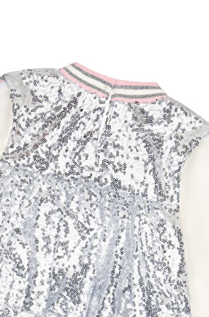 Kız Çocuk Örme Şerit Kollu Payetli Elbise MNT25K232