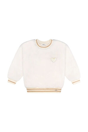 Kız Çocuk Pul Kalp Nakışlı Peluş Sweatshirt MNT25K209