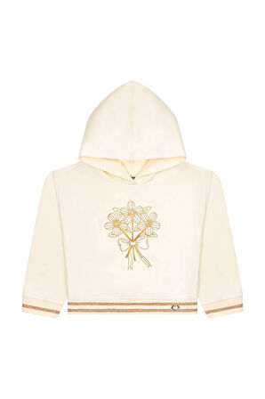 Kız Çocuk Çiçek Sim Baskılı Kapüşonlu Sweatshirt MNT25K210