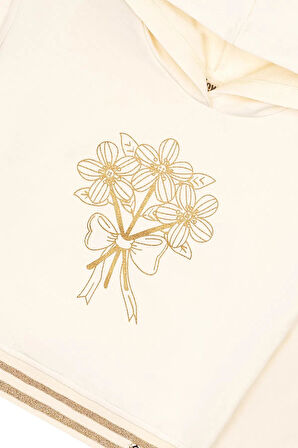 Kız Çocuk Çiçek Sim Baskılı Kapüşonlu Sweatshirt MNT25K210