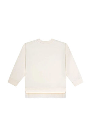 Kız Çocuk Çiçek Nakışlı Tüllü Sweatshirt MNT25K211