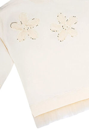 Kız Çocuk Çiçek Nakışlı Tüllü Sweatshirt MNT25K211