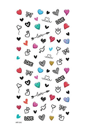 Renkli Kalpler Tırnak Dövmesi, Tırnak Tattoo, Nail Art, Tırnak Sticker