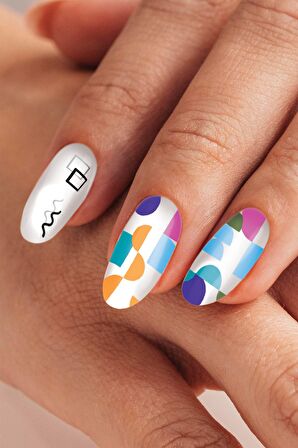 Geometrik Desenler Tırnak Dövmesi, Tırnak Tattoo, Nail Art, Tırnak Sticker