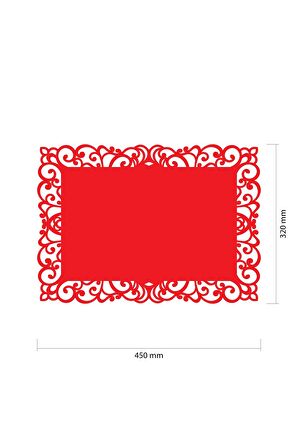 Artikel 456 32x45 cm Dikdörtgen Kırmızı Desenli Amerikan Servis Takımı 2 Kişilik