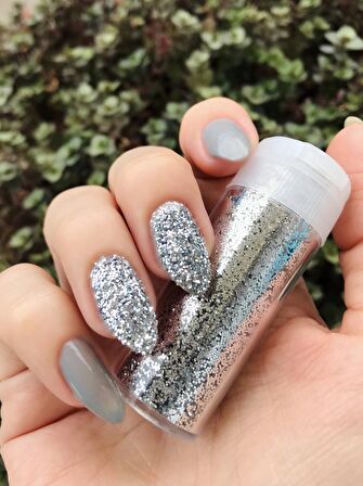 Gümüş Rengi Tırnak Süsleme Simi , Vücut ve Makyaj Simi , Nail Art